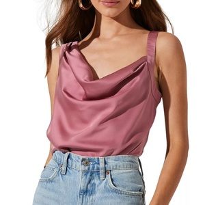 Asymmetrical Sleeveless Tank Cowled Neck Bodysuit